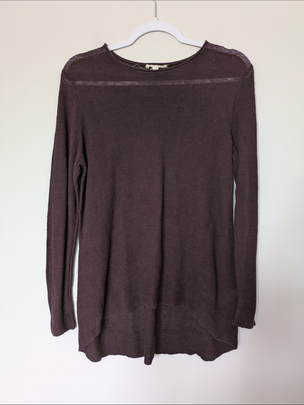 Eileen Fisher Long-Sleeve 100% Organic Linen Top in Deep Purple